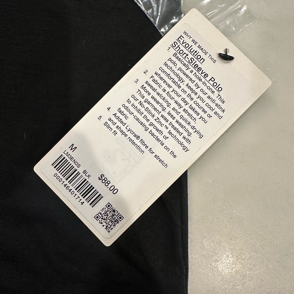 lululemon NWT Men's Black Evolution short sleeve polo shirt size medium - Picture 5 of 5